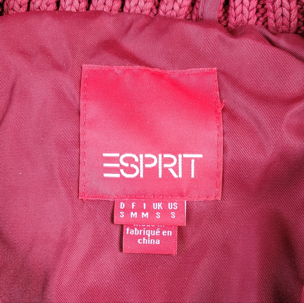 Esprit Puffer Vest With Knit Collar Burgundy Small - Picture 3 of 7